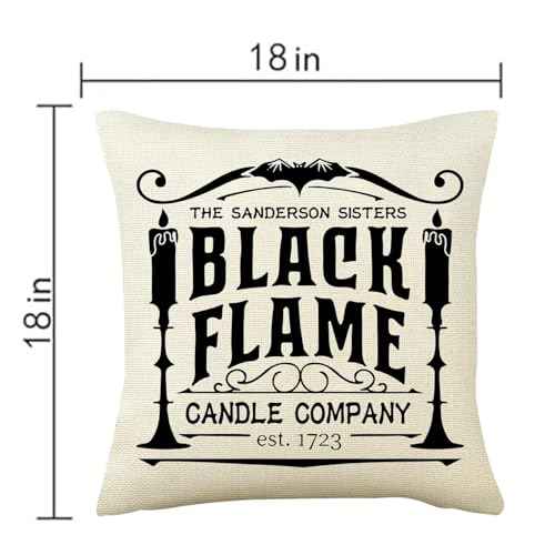 LEIOH Halloween Decorations Pillow Covers 18x18 Set of 4 Halloween Decor Hocus Pocus Farmhouse Saying Fall Decor Pillows for Home Sofa Couch