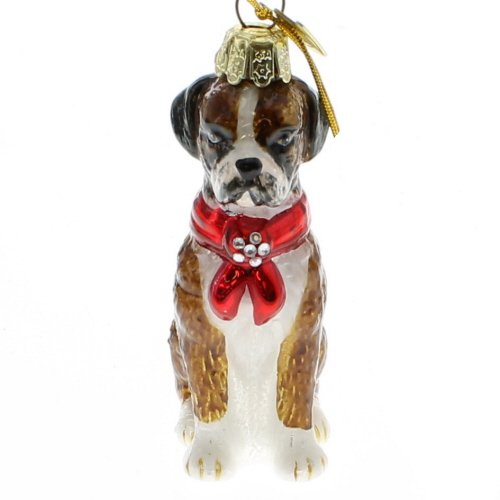 Kurt Adler Noble Gems Boxer Glass Ornament - Dog Lover Holiday Decor