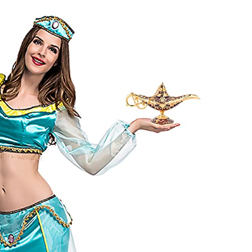 K COOL Classic Aladdin Magic Genie Lamp Legend Wishing Light Costume Lamp Metal Carved Cone Incense Burner for Home Tabletop Decoration Party Birthday Halloween Christmas(Dark Purple)