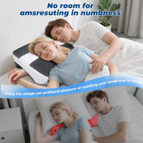 Side Sleeper Pillowcase with Arm Holes for Shoulder Relief, Memory Foam Cover