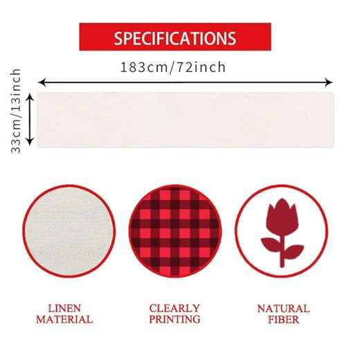 Green and Black Buffalo Plaid Table Runner 13x72 Inch Classic Christmas Plaid Farmhouse Kitchen Dinning Table Decoration for Home Party Decor