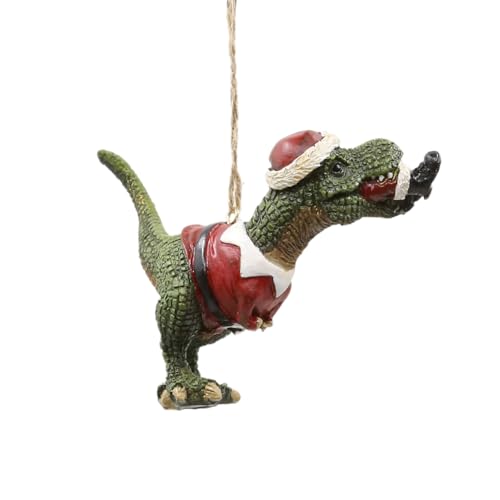 4.5-Inch T-Rex Eating Santa Christmas Tree Ornament – Quirky Holiday Decor