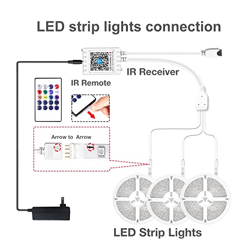 DAYBETTER 50ft Waterproof RGB LED Strip Lights with App & Remote Control - Outdoor Decor