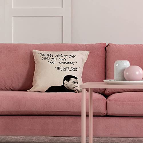 Farmhouse Quote Decorative Throw Pillow Cover, Funny Michael Scott Cushion Case Decor Sign, Seasonal Home Square Pillowcase Sofa Couch Decoration 16x16 for The Office