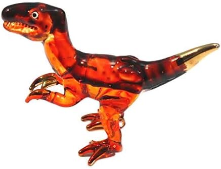 Handmade Mini T-Rex Blown Glass Art Figurine - Unique Jurassic Dinosaur Decor