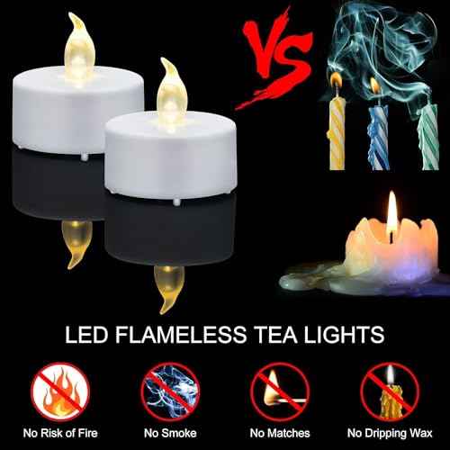 Nancia LED Tea Lights Candles- 12PACK Flameless Candles Realistic and Bright Flickering Long Lasting 200Hours for Holiday Celebration,Home Decoration Warm White