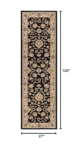 Tayse Black Hallway Runner Rug - Kitchen Rug - Area Rug for Indoor Entryway Walkway - Contemporary Carpet, 2'3'' x 10', SNS4723 2x10