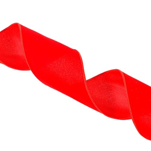 4" x 50 Yard Red Velvet Wired Ribbon - 28 Gauge Wire, Indoor/Outdoor
