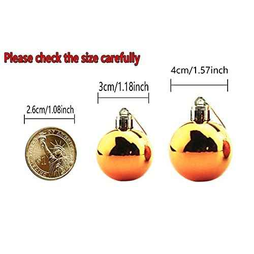 Bestjybt 24pcs 1.18" Small Christmas Ball Ornaments Shatterproof Christmas Decorations Tree Balls for Holiday Wedding Party Decoration, Tree Ornaments Hooks Included (Orange, 3cm/1.18")