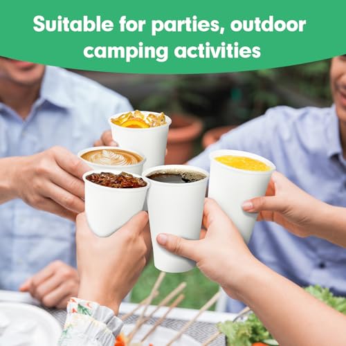 16oz Paper Cups Pack of 300 Disposable Cold & Hot Drink Cups - White, Leakproof