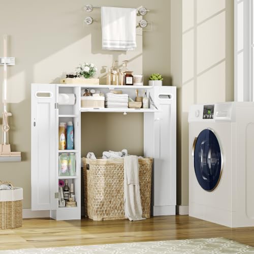 Over the Toilet Bathroom Storage Cabinet with Doors - Small Space White