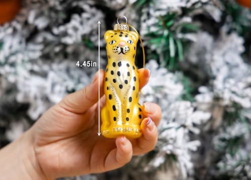 2 Count Blown Glass Leopard Christmas Ornaments for Tree
