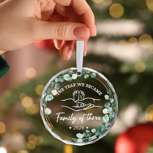 Personalized Baby Announcement Glass Ornament for First Time Parents 2026 Gift