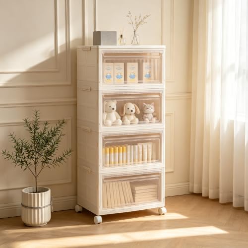 Maeytau 4-Tier 128QT Stackable Storage Bins with Lids & Wheels