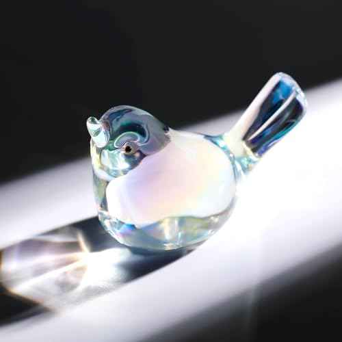 Ornalrist Crystal Clear Birds Figurines Home Decor, Glass Art Birds Collectible Figurines Paperweights Crystal Decor Gifts for Women Mom Friends (Clear)