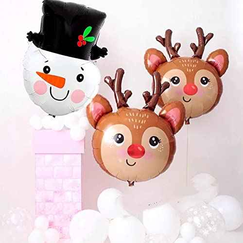 7PCS Large Christmas Aluminum Foil Balloons Santa Claus/Snowman/Reindeer /Gingerbread Man/Tree Balloons for Christmas New Year Decor Winter Theme Carnival Party Decoration