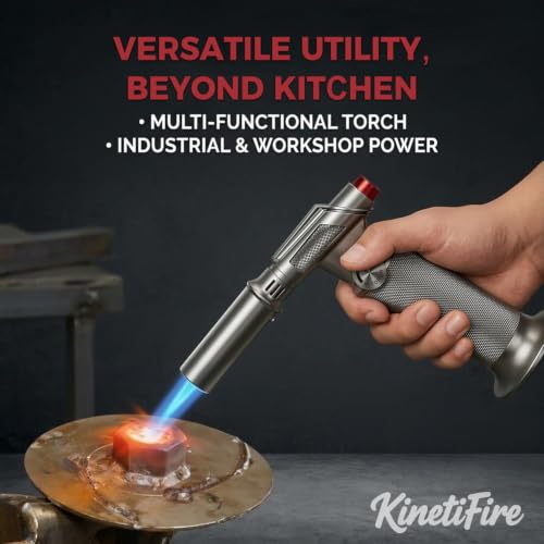 KinetiFire All-Metal Butane Torch Lighter - Professional Culinary & DIY Use