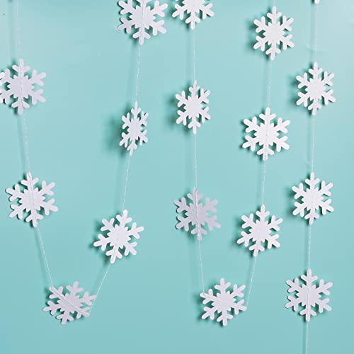 12pcs Winter Wonderland Snowflake Party Decorations Set: White Paper Fan Decor Snowflakes Garlands Banner for Frozen Birthday, Christmas, Baby Shower, Wedding