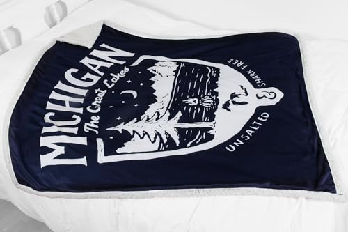 Michigan Shield Sherpa Blanket - Cozy 50x60 Throw for Home & Michigan Pride