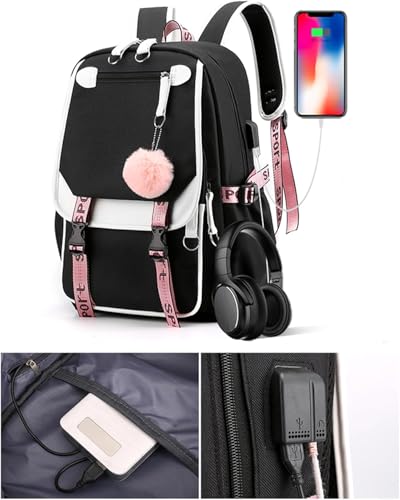 Kids Stitch School Backpack Rainbow Pink Kid Bookbag with Laptop Divider - Variation of Stitch-2