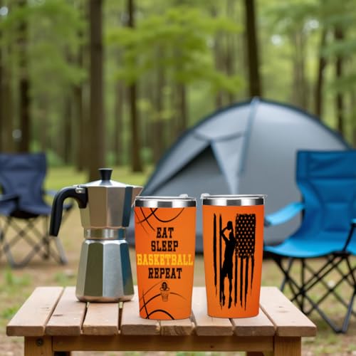 HZMLYDJ 20 oz Basketball Tumbler – Orange Insulated Cup Gift for Men