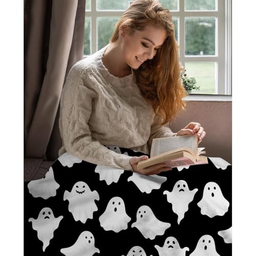 Halloween Ghost Throw Blanket Cute Funny Ghosts Blanket Soft Cozy Fuzzy Flannel Throw Blankets for Couch Bed Sofa Halloween Spooky Living Room Decor Boys Girls Blankets Gifts for All Season 50x60 Inch