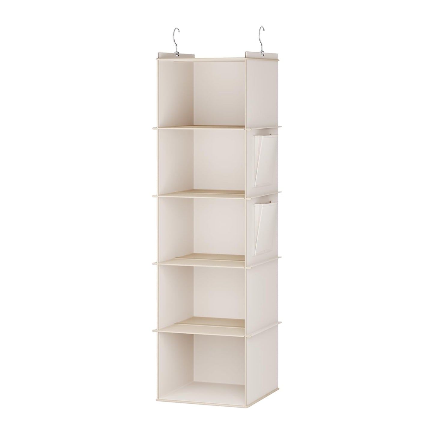 YOUDENOVA Hanging Closet Organizer, 5-Shelf Closet Hanging Storage Shelves, Beige