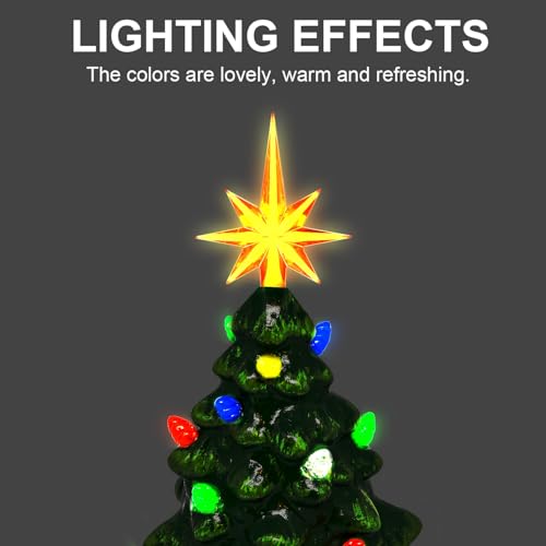 215pc Ceramic Christmas Tree Replacement Bulbs Set – Multicolor Pine Cone & Star Toppers