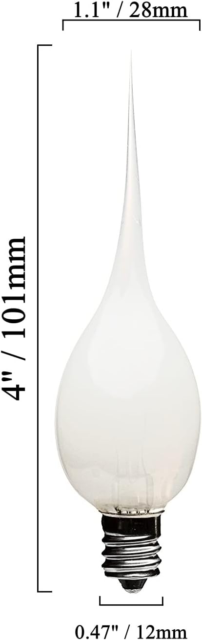 7 Watt Electric Candle Lamp Bulbs - Country Style Silicone Dipped Chandelier Lights (10 Pack)