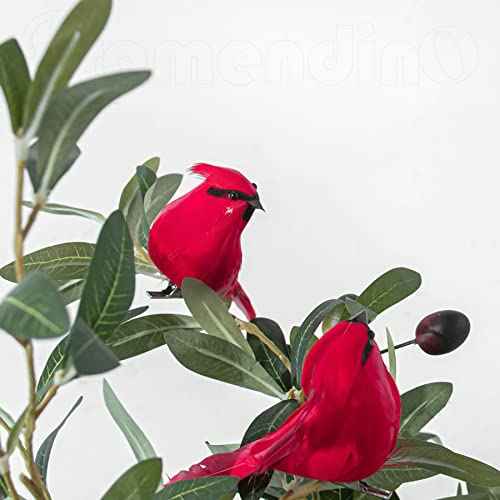 Framendino, 2 Pack Red Birds Cardinal with Clip Foam Adornment for Wreath Ornaments