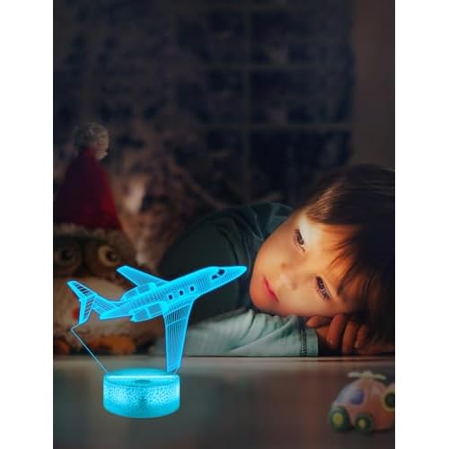 FULLOSUN Airplane Gift, Plane Night Light, Pilot Lamp with Remote Control 16 Colors Changeable Kids Room Lighting Creative Boys Aircraft Pilot Gift Holiday Xmas Decoration
