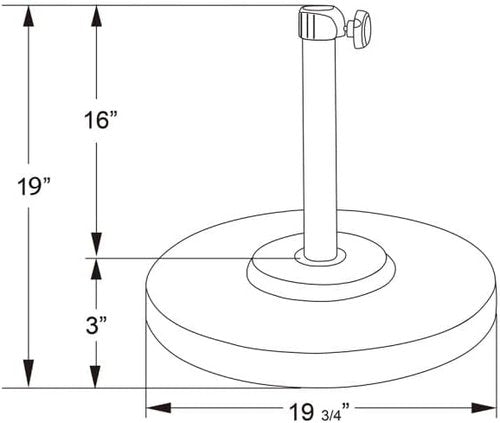 California Umbrella 50 lbs. Round Concrete Umbrella Base - Durable Powdercoated Steel, White Frame