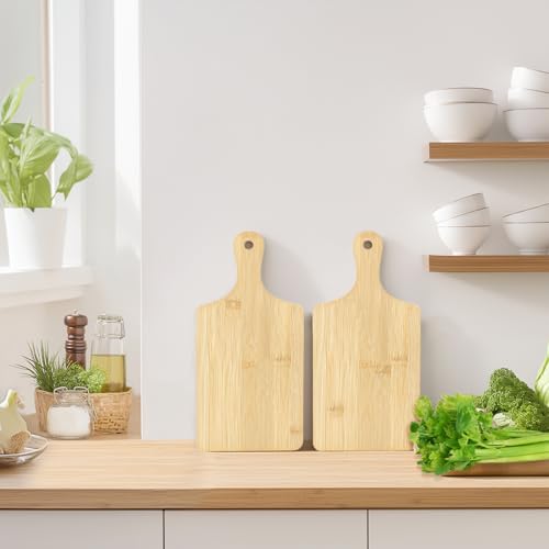 50 Pcs Bamboo Cutting Boards with Handles - Laser Engraving Ready Charcuterie Serving Trays for Kitchen & Gift