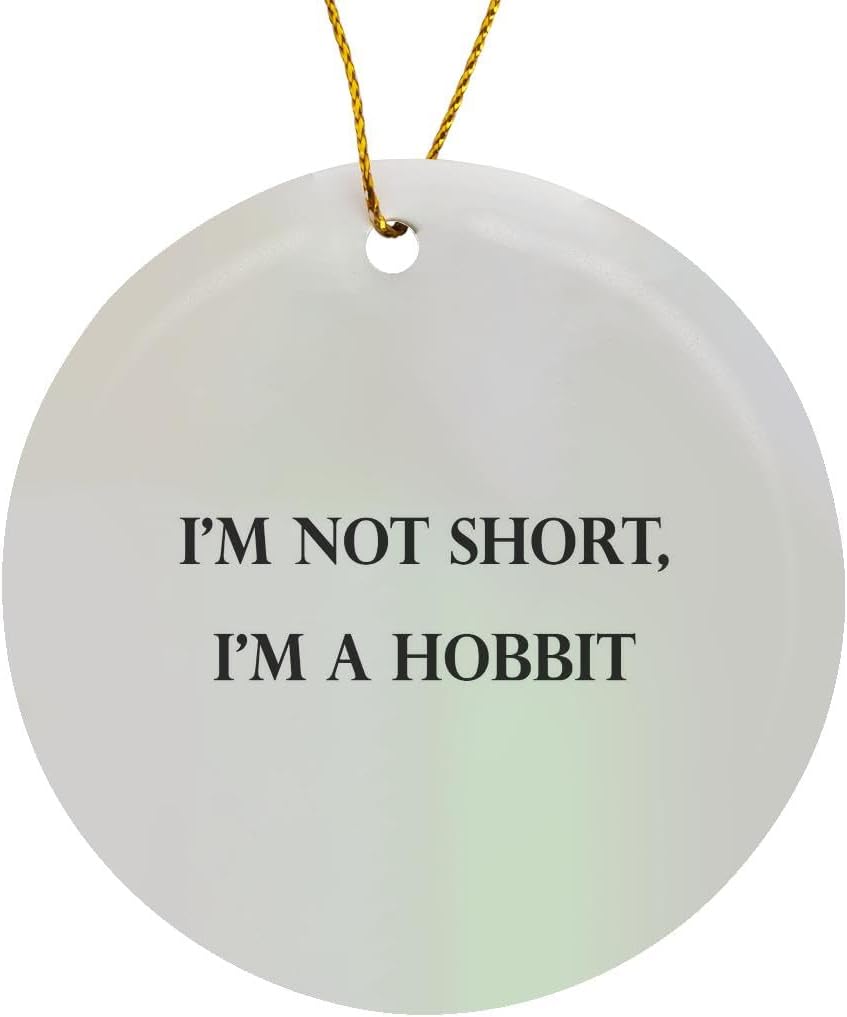 3-Inch Porcelain Snowflake Ornament - 'I'm Not Short, I'm a Hobbit' Design