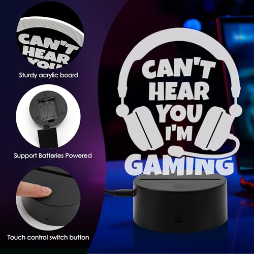 Christmas Gamer Gifts for Boyfriend Year Old Teen Boys Girls Easter Basket Stocking Stuffers, Birthday Gifts for Dad Son Husband Brother Gamer Lover LED Light Up Acrylic Gaming Night Light Lamp