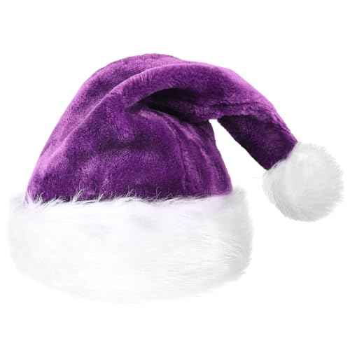 Christmas Santa Hat for Adults, Velvet Christmas Hat for Men Women Xmas New Year Party Favor, Unisex Adults