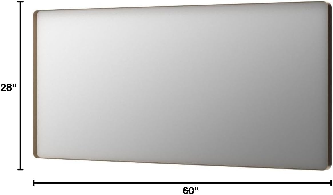LOAAO Gold Bathroom Mirror - 60”x28” Rounded Rectangle Design | Wall-Mounted, Anti-Rust Tempered Glass