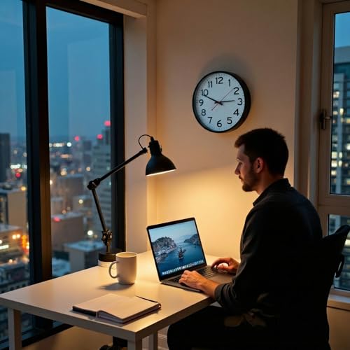 14-Inch Atomic Wall Clock - Black, Easy-to-Read, Indoor/Outdoor