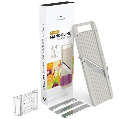 Vollum Wide Japanese Mandoline Slicer - Professional Vegetable Cutter with Interchangeable Stainless Steel Blades