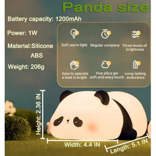 DREAMING MY DREAM Cute Panda Night Light, LED Squishy Novelty Animal Night Lamp, 3 Level Dimmable Nursery Nightlight for Breastfeeding Toddler Baby Kids Decor, Cool Gifts Kids (Panda Pangda)