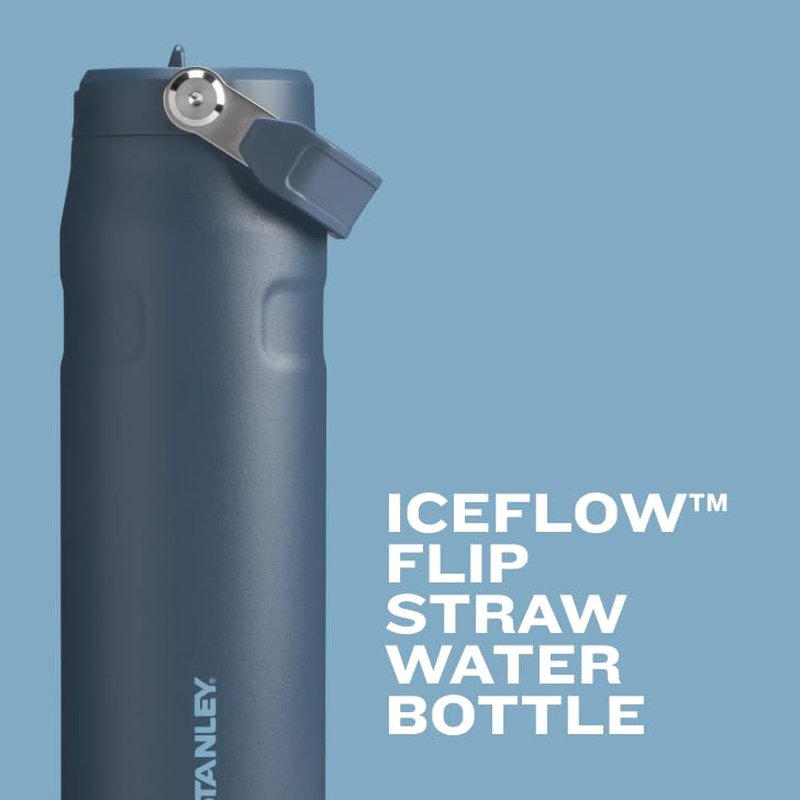 Stanley IceFlow Flip Straw 2.0 Water Bottle 24 OZ | Built-In Straw with Larger Opening | Lightweight & Leak-Resistant | Insulated Stainless Steel | BPA-Free | Frost