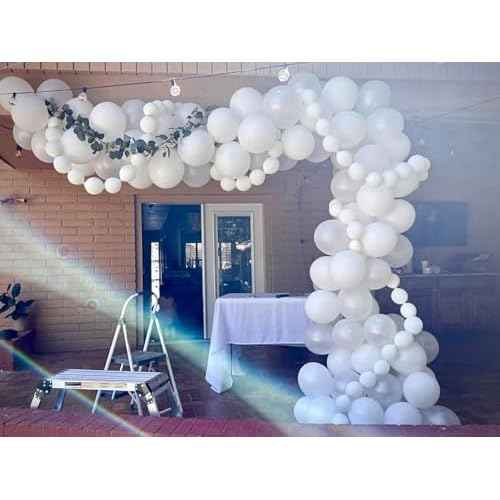 Pearl White Balloons 12 Inch 50PCS Matte Balloons Round Pearlized White Latex Balloons for Wedding Birthday Christmas Baby Shower Anniversary Backdrop White Theme Party Arch Decorations