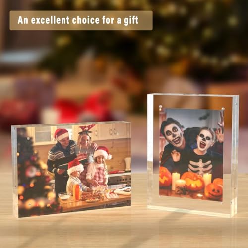 HELPLEX 8.5x11 Acrylic Picture Frames 5 Pack Frameless Double-Sided Magnetic Display, 24mm Thickness