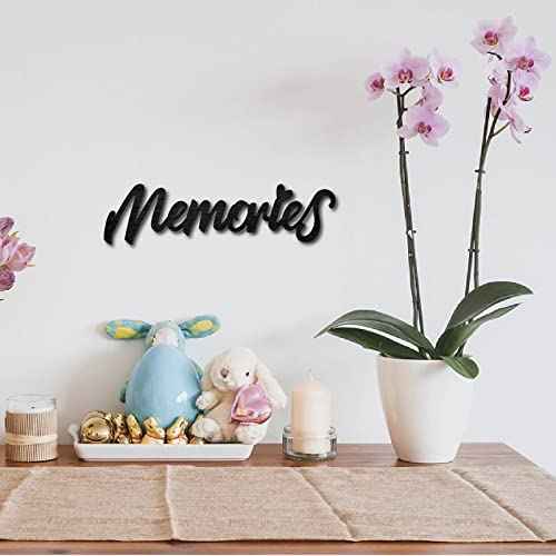 CREATCABIN Wood Cutout Memories Sign Heart Laser Cut Wooden Wall Decor Sculpture Hanging Decor Wall Art Decoration for Home Gallery Office Front Door Black 11.9" x 3.4"