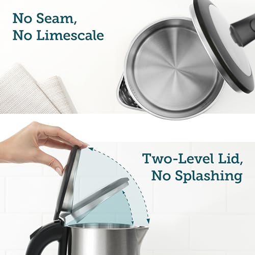 Stainless Steel Electric Kettle 1.5L - Plastic-Free Interior, Double-Wall Design