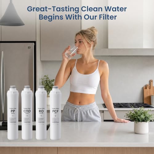 Elovener 1+1+1+1 Pack Replacement Water Filter Set for RO100ROPOT - 4 Filters