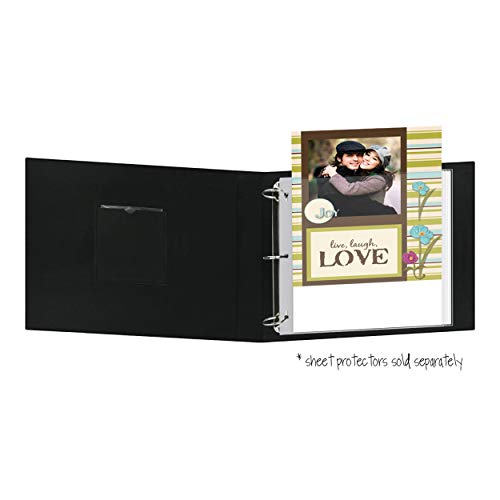 Pioneer T12CBF-BK 12-Inch by 12-Inch Fabric 3-Ring Binder Album with Window, Black