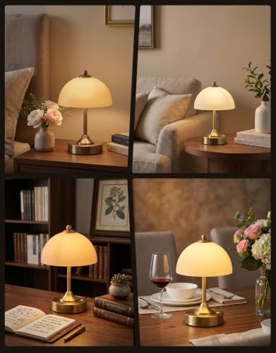 ROTTOGOON Gold Cordless Table Lamp with 5200mAh Battery, Dimmable Touch Nightstand Light