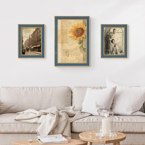 Navy 12x18 Wide Border Gold Frame - Antique Finish, Premium Wall Decor