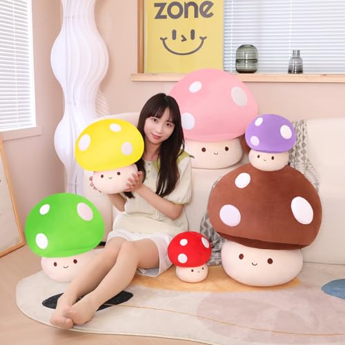 Kawaii Plush Mushroom Toy Pillow, Cute Plushies Mushroom Doll Gift for Kids(Purple,35cm/13.8in)